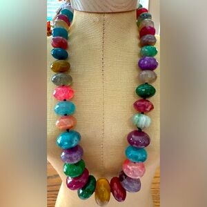 LUC LUCAS LAMETH Chunky Faceted GEMSTONE Necklace Sterling Catch